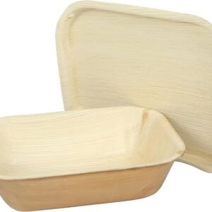 Food Parcel Takeaway Containers with Lids -1kg / 1000g (Pack of 50) | Perfect for Restaurants, Caterers, Tiffin services, Home chefs, Events | Made from naturally fallen arecanut palm leaves (Pakku Mattai)