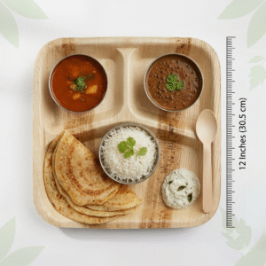 Premium Quality 12-Inch Square 3 compartment Plate | Pack of 20 |